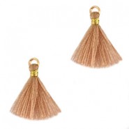 Ibiza style Tassel 1.5cm Gold - soft tan brown